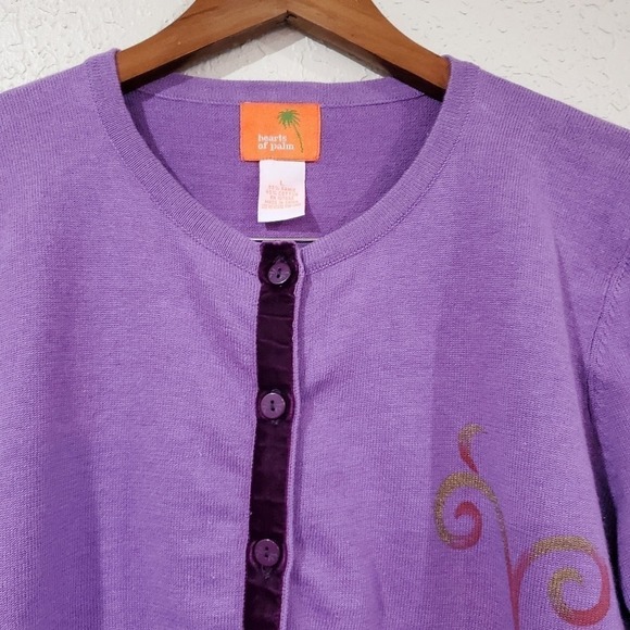 Hearts Of Palm Cardigan Womens Size Large Purple Button Up Sweater Soft Y2K - Picture 3 of 9
